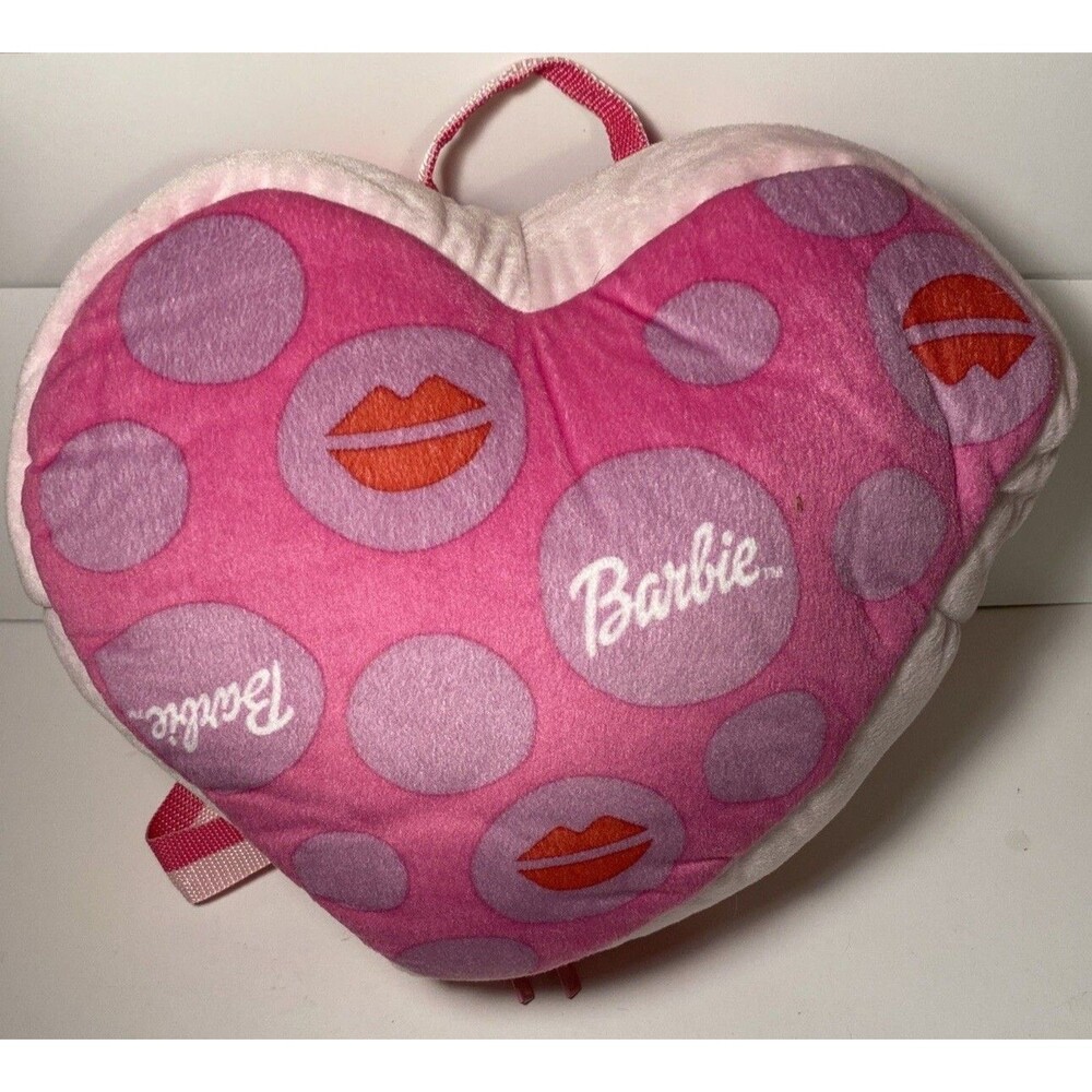 Vintage Barbie Heart Shaped Mini Backpack With Girls Pink Sleeping Bag
